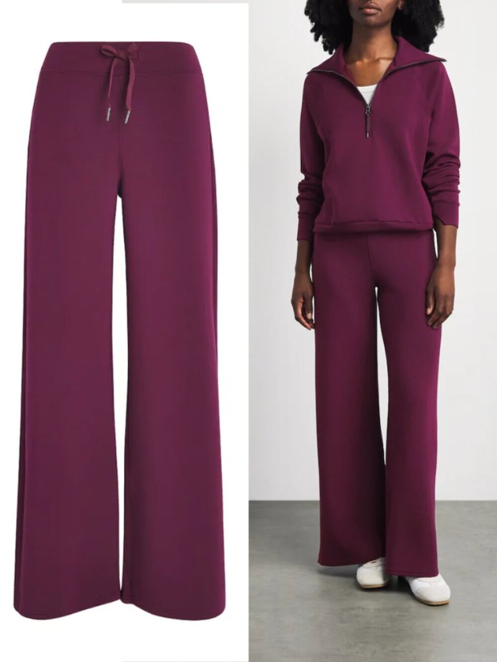 SPANX SPANX AirEssentials Wide-Leg Sweatpants Plum Berry - Picture 1 of 3